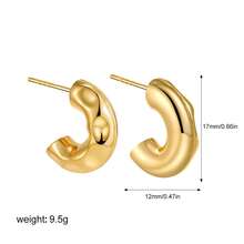 1 Đôi bông tai hình chữ C dày, phóng đại, mạ vàng và bạc, thiết kế 3D, trang sức giao thoa giữa châu Âu và Mỹ. - Hoa tai - Xem 5