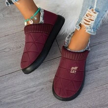 Zapatos de algodón cálidos de forro polar grueso para mujeres de invierno, antideslizantes, impermeables, a prueba de aceite, cómodos, zapatos de mamá, oficina casual, exportación - Rojo - Ver 8