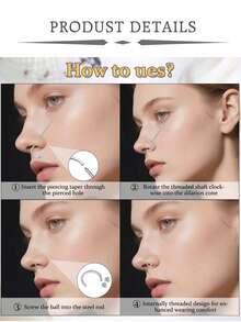 不锈钢穿刺钳工具套装 - 人体穿刺配件，方便安装和拆卸唇部、鼻部、软骨饰品，包含16G、18G、20G无螺纹穿刺针和内螺纹穿刺工具 - 銀色 - 查看 7