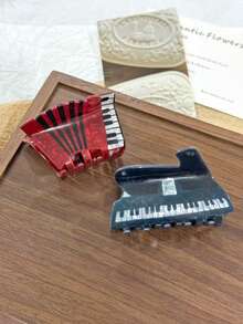 1pc Autumn/Winter Musical Instrument Piano & Cello Hair Clip, Women's Hair Accessory, Suitable For Birthday & Valentine's Day Gifts Fall Claw Clip Hair Accessories For Women For Vacation Outfits Woman Elegant Hair Clutch