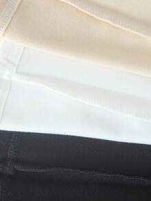 3pcs Ladies' Solid Color Mesh Splicing Neckline High Elasticity Warm Underwear, Soft And Comfortable Warm Base Top, Winter Inner Wear Top Can Also Be Worn As An Outer Base Shirt, Winter Warm Underwear Multi-Color Combination Set - Multicolor - View 8