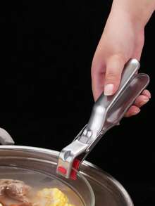 1pc Stainless Steel Heat Resistant Tongs, Kitchen Bowl Gripper, Steamer Clip, Heatproof Cooking Tool For Handling Plates, Non-Slip High Temperature Oven Clip, Induction Cooker Bowl Clip, Lightweight And Easy To Use
