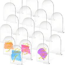 5-Piece Transparent Acrylic Arched Seat Card With 5-Piece Base, DIY Blank Writing Card, Wedding Decoration, Party Supplies, Banquet Seat Accessories, Business Card Holder - 無色 - 查看 7