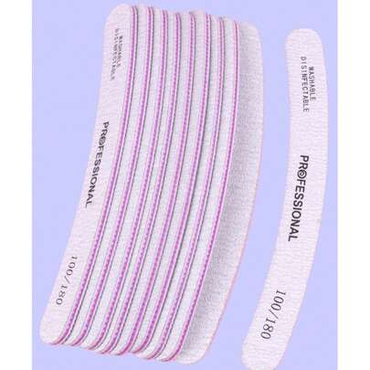 5 件灰色专业弧形指甲锉 100/180 粒度，美甲用品，美甲工具，美甲工具，返校，指甲，按压指甲的美甲工具