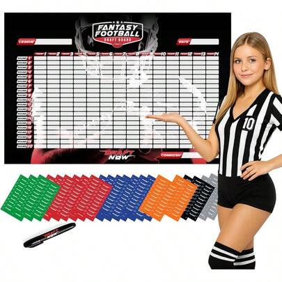 XL Fantasy Board 2025 - 2026 Season Kit, 120 LB Material - 6 Feetx 4 Feet Board - Up To 14 Teams 500+ Stickers Guide Included. 40, 000+ Leagues Served