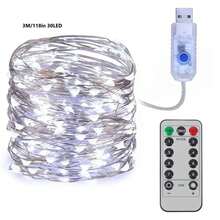 Đèn LED dây trang trí 3m/5m/10m/20m/30m, dây đèn nhấp nháy USB cắm vào dây đèn bạc có điều khiển từ xa 8 chế độ, đèn bầu trời đầy sao ngoài trời, trang trí tiệc cưới Giáng sinh tự làm (Trắng ấm/Màu/Trắng) dây đồng nguyên chất 8 chế độ có điều khiển từ xa - Nhiều màu - Xem 21