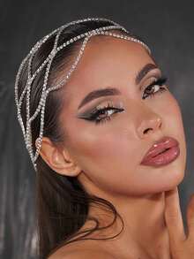 2025 Hall Street Grid Headpiece, Luxury Crystal Headband For Women, Bridal Wedding Headpiece, Silver Roaring 20s Crystal Tassel Headband For Bride, Party, Women, Girls (Silver), Crystal, Crystal