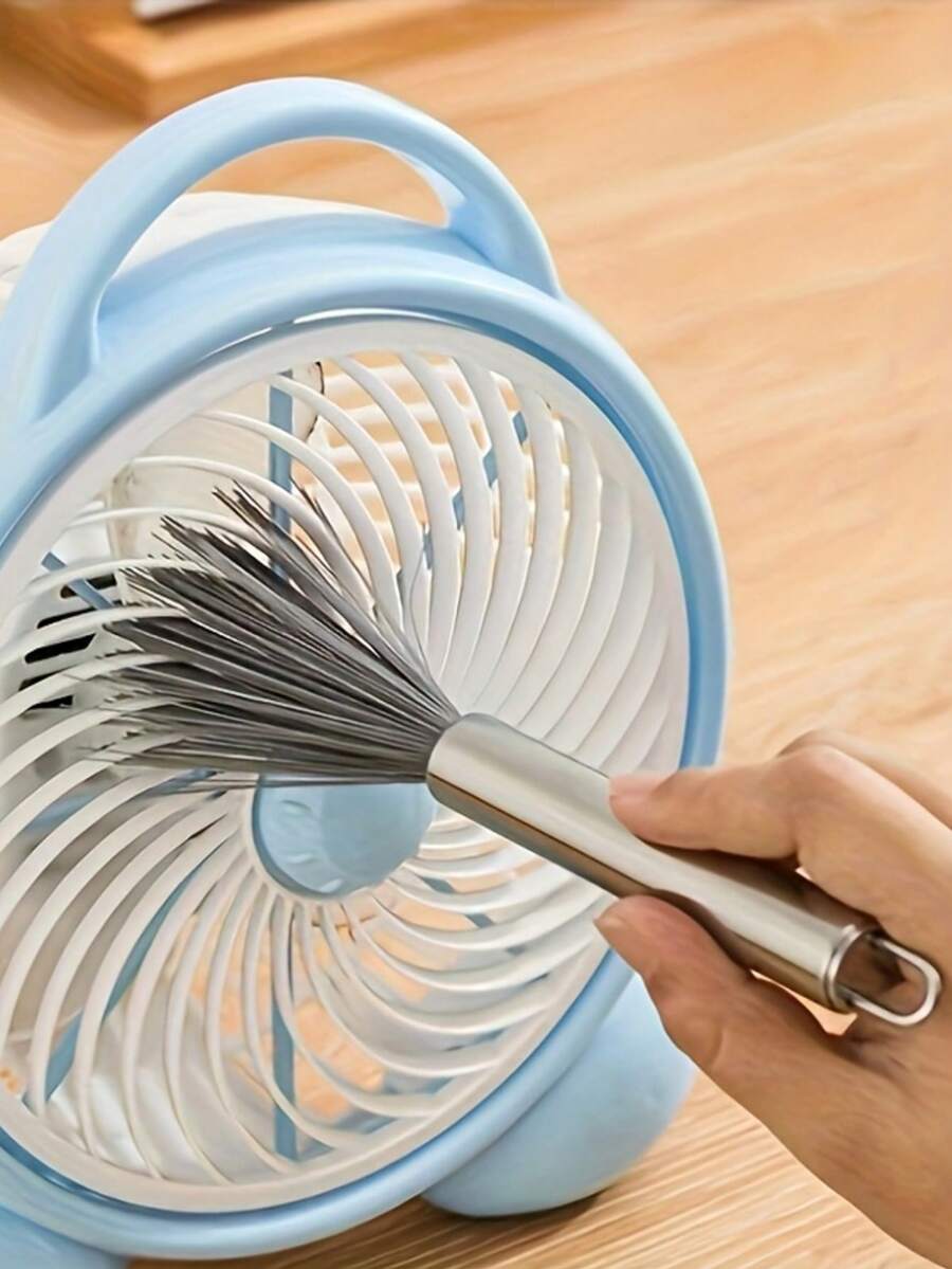 1pc Multi-Purpose Long Handle Hanging Cleaning Brush Stainless Steel No Power Required Convenient Cleaning Tool For Living Spaces - Silver - View 1