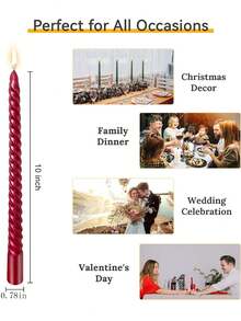 Christmas 10 Inch Spiral Taper Candle Set, Unscented Twist Candle Holders, Drip-Free Thin Tapered Candles For Holiday Party Decorations,Christmas Gifts,Christmas Candles,Christmas Fragrance,Fall Decor,Wedding,Christmas Decoration,Gifts For Women, Christmas Decorations