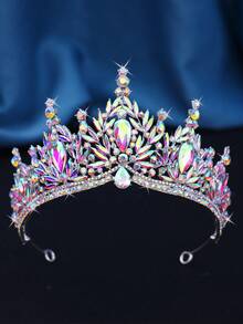 Luxury Crystal Leaf Bridal Crown, Rhinestone Adult Party Tiara, Beauty Pageant Crown For Festivals And Events - 皇冠 - 查看 11