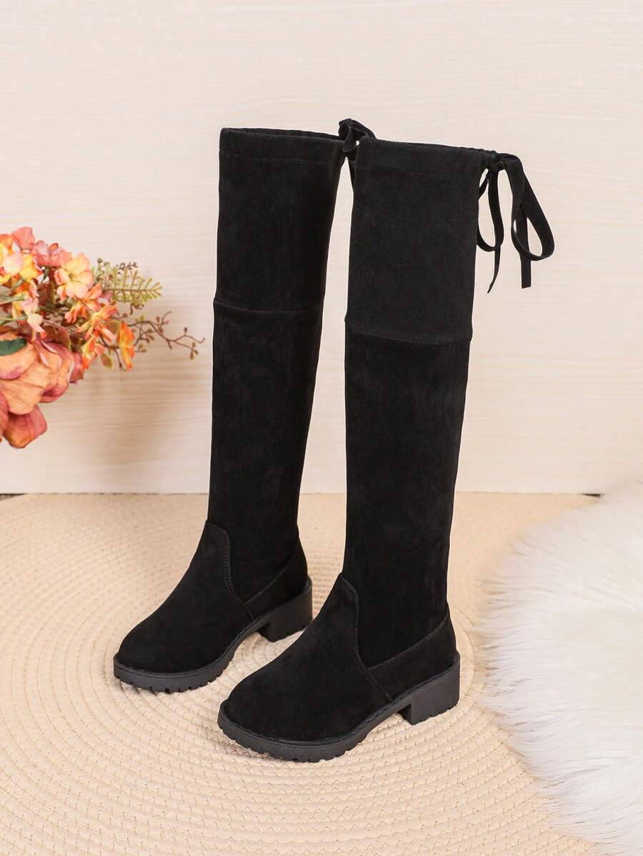Girls Over-The-Knee Boots, Casual Low Heel Round Toe Student Boots, Versatile For Autumn/Winter, New 2025 Collection