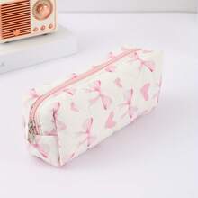 1pc Soft Fabric Pencil Case With Floral Print & Bow Patterns - Elegant Zippered Stationery Organizer For Office, Travel - Mixed Colors, Metal Zippers, Gift For Friends, Pencil Case Pouch, Supplies, Playful Design, Charming Design,Back To School,Bag - Multicolor - View 11