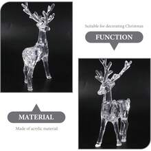 1 Peça Enfeite de Rena de Natal, Estatueta Acrílica de Rena/Cervo, Ornamento de Coleção de Vidro, Estatueta de Coleção de Animais, Peça Central de Mesa de Natal em Pé, Decoração para Casa - Multicolorido - Visão 4