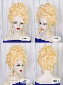 Perruque vintage de style colonial victorien pour femmes - Coiffure bouclée courte baroque volumineuse en chignon, style élégant européen du 18ème siècle. Perruque noble et pétillante, au look naturel, facile à porter. Convient pour les costumes d'Halloween, les tenues de fête, les anniversaires de dames, les déguisements de Noël, les accessoires de scène, les accessoires et les décorations. - Multicolore - Voir 8