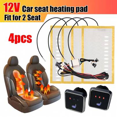 3-Layer Car Seat Heating Car Seat Heat Insulation Pad 4Pcs 12V DC Winter Seat