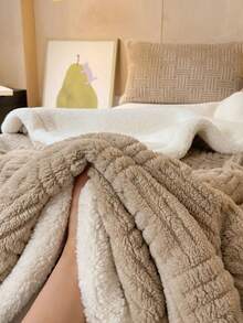1 pătură dublă caldă, groasă, din tafta jacquard kaki, din fleece sherpa, moale și prietenoasă cu pielea, multi-dimensiune și multifuncțională pentru birou, sufragerie, dormitor