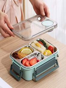 1 pieza Caja de almuerzo de acero inoxidable, viene con cubiertos de acero inoxidable, 1 pieza Caja bento a prueba de fugas de acero inoxidable 304 durable con 3 compartimentos, fácil de limpiar, adecuada para la escuela y el trabajo, estilo Ins Caja de almuerzo de acero inoxidable 304 con 4 compartimentos, portátil, contenedor de almuerzo aislado adecuado para mujeres, adultos, hombres, trabajadores de oficina, viajes y uso al aire libre, Caja de almuerzo de trabajador de oficina, Caja de almuerzo, Caja de frutas, Caja bento, Comida de picnic y camping, Contenedor de almacenamiento de alimentos