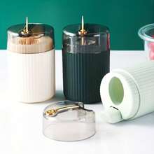 Automatic Pop-Up 3-In-1 Toothpick Dispenser With Cotton Swab & Floss Holder - Bathroom Vanity Organization Luxury Accessory 4 Colors