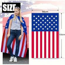 1pc American Flag Cape, 90cm*150cm - Patriotic Clothing For Independence Day, July 4th Celebrations, 2026 Cheering, Suitable For Adults And Children