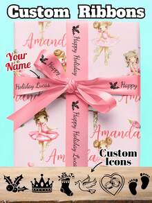 Cinta de satén personalizada, cinta personalizada, cinta de envoltura de regalo personalizada con texto y logotipo personalizados, disponible en múltiples colores y tamaños, cintas decorativas elegantes para bodas, cumpleaños, Navidad, San Valentín, graduación, fiestas - Multicolor - Ver 1