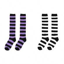 2 Pairs Striped Knee-High Socks, Cosplay Socks, Breathable Non-Slip, Suitable For Party Costumes