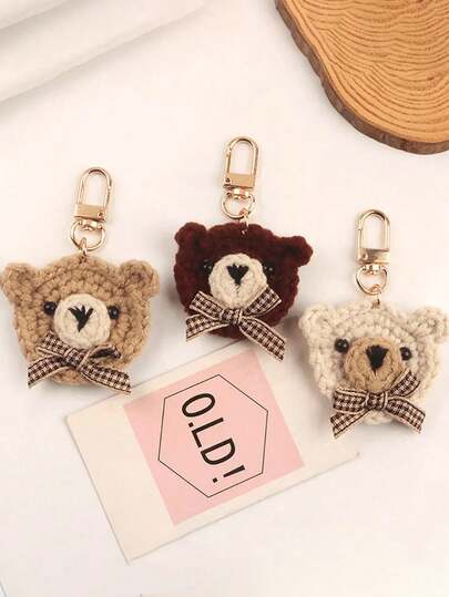 Portachiavi intrecciato a forma di orso, ciondolo carino a forma di animale per chiavi, borse, zaini, auto, custodie per auricolari, accessori, regalo per donne, matrimonio, feste, stile Y2K autunnale