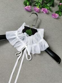 1pc Women's Multicolor Handmade Pleated Solid Color Bohemian Polyester Sweatshirt Hoodie, Fashion , Versatile For All Seasons With Detachable Collar