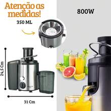 Centrífuga Alimentos Elétrica Juicer Suco Frutas - Preto - Visão 7