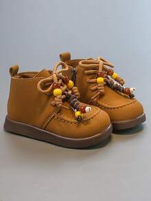 1 Pair Minimalist Versatile, Fashionable Casual Autumn/Winter New Charm Ankle Boots, Shoes, Suitable For Kids Boys And Girls