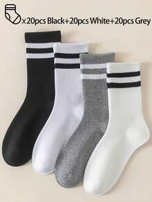 40/30/24/20/10/8/6/4/2雙中性運動襪，適合訓練/商務/秋冬，女款長襪，抗菌，黑/白色，透氣 - 彩色 - 查看 21