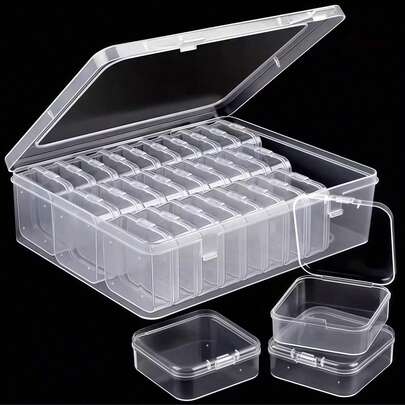 1/10/15/21/31pcs Multipurpose Clear Plastic Storage Boxes, Mini Clear Bead Storage Containers, Clear Boxes With Hinged Lids And Rectangular Clear Craft Supply Boxes, For Organizing Earrings, Rings, Jewelry And Nail Art Accessories Bag, Bags, Makeup Bag, Organizer, Storage, Makeup Organizer, Makeup Bags, Make Up Organizer, Toiletry Bag, Desk Organiser, Cosmetic Bag, Makeup Pouch, Make Up Organize, Make Up Pouch, Make Up Bags, Jewellery Box, Pouch, Makeup Brush Holder, Brush Holder, Perfume Organiser, Pouch Bag, Gifts For Women, Christmas Gifts, Gift Ideas For Women