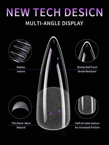 120/504pcs Long Teardrop Soft Gel Nail Tips, Transparent Matte Full Cover Nail Extensions, Pre-Shaped Acrylic False Nails, DIY Nail Art Products - Clear - View 5