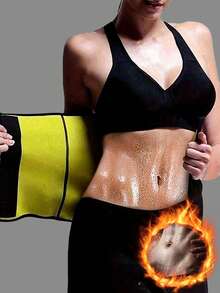 1pc Women's Sports Waist Trainer Belt, Waist Cincher, Sauna Belt, Sports Compression Bra, Abdominal Fitness Equipment, Abdominal Fat Burner Hook And Loop Belt - Black - View 12