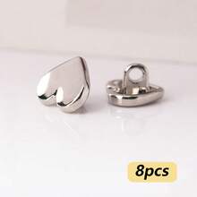 8 pièces Boutons de chemise en métal en forme de cœur, boutons de vêtements de manteau de pull haut de gamme