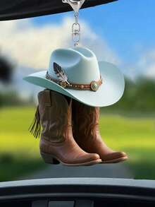 1 Stück Western Cowboy Stiefel und Hut Schlüsselanhänger - Vintage 2D flacher Acryl Schlüsselring, Country Stil Taschenanhänger und Rucksack Anhänger | Leichtes Accessoire, geeignet für den täglichen Gebrauch, Cowboy Partys, Karnevals, Western Festivals | Kreatives Cowboy Hut und Stiefel Design, ideales Geschenk zu Geburtstag, Weihnachten, Thanksgiving, Valentinstag | Toll für Studenten, Freunde, Männer und Frauen, Outdoor Reisen und Urlaubsandenken - Verschiedenfarbig - Übersicht 10