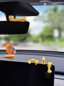 1pc Car Ornament - Cute And Soothing Giraffe Dashboard Screen Doll Rearview Mirror Display Decor, Adorable Interior Car Decoration - one-size - View 8