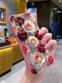 1 件奢华花卉相机保护手机壳，适用于三星/Galaxy/Infinix/Redmi/OPPO/VIVO/Realme Android 型号 - 粉色 - 查看 4