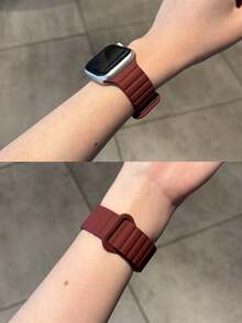 1 chiếc dây đeo đồng hồ silicon từ tính unisex, tương thích với Apple Watch 42mm, 38mm, 40mm, 41mm, 44mm, 45mm, 46mm, 49mm, dây đeo thay thế đồng hồ thông minh thời trang, phù hợp với Ultra2, Ultra SE2, SE 11, 10, 9, 8, 7, 6, 5, 4, 3, 2, 1 Series, món quà tuyệt vời cho mùa tựu trường. - Màu Đỏ Sâu - Xem 6