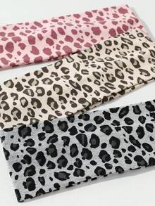 3 件套时尚女士豹纹柔软防滑头带，弹性瑜伽运动发饰，多功能日常佩戴，适合多种场合秋季女士头巾秋季吸汗带发带冬季发带度假装女士优雅围巾 - 彩色 - 查看 2