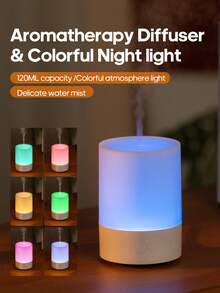 kinscoter 1pc USB Mini Aroma Diffuser, 120ml Capacity, Compact & Portable, Ultrasonic Air Humidifier, Lightweight Color Night Light, Essential Oil Diffuser, Suitable For Office, Home And Hotel