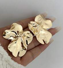 1-Pair Women's Geometric Chic Iron Stud Earrings – Versatile For Weddings, Parties & Daily Wear, Sleek Minimalist Style - Vàng - Xem 2