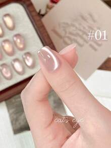 10ml Pure Lust Golden Light Heroine Cat Eye Gel Nail Polish 2025 New Whitening Ice Transparent Super Flash Nail Art Pink Translucent Cat Eye Nail Supplies Pink Nails Suitable For All Seasons - Multicolor - View 5