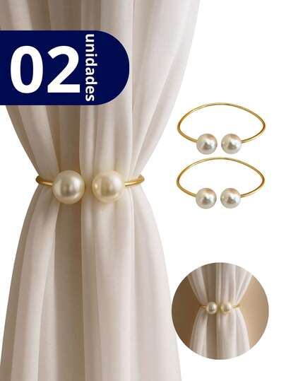 Kit 02 Prendedores de Cortina Perola