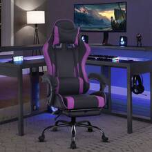Ergonomic Racing Style Gaming Chair | Computer Desk Chair With Adjustable Lumbar Support | Breathable, Reclinable Design For Long Gaming/Work Hours - Purple - View 1