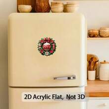 1/2 piezas, Imán navideño con forma de corazón, muñeco de jengibre estilo cabaña festiva, bastón de caramelo con acebo, flores en maceta y cinta con "Feliz Navidad", decoración acrílica para refrigerador, perfecta para el hogar, decoración de refrigerador, entusiastas de la decoración navideña y regaladores, decoración navideña, 2D