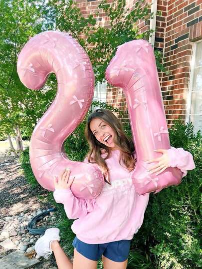 1 pièce Ballon en feuille de métal rose clair de 32 pouces et 5 pièces de nœuds en satin rose, convient pour l'anniversaire, l'anniversaire, la décoration de fête, la photographie, l'anniversaire de la princesse, la Saint-Valentin, la fête d'anniversaire en famille, la baby shower, la décoration de la fête de jeune fille, la décoration extérieure pour influenceur, la décoration d'anniversaire mignonne (série rose, convient aux enfants de 0 à 9 ans), le Nouvel An, Noël et autres occasions.