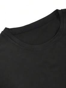 1pc Women'S Black T-Shirt With Vibrant Butterfly & Thunderbolt Design - Casual Short Sleeve Tee, Unique Fashion Statement For Lovers, All-Season Wear, Butterfly Shirt - 黑色 - 查看 5