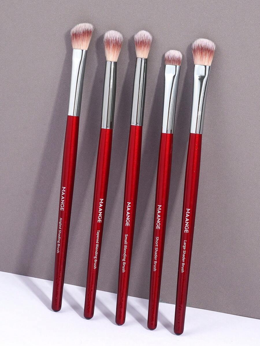 MAANGE 5/7/15pcs Soft Professional Makeup Brush Set Eye Shadow Brush Eyebrow Brush Mixed Brush Eyeliner Brush Detail Brush Portable Travel Cosmetic Brush For Daily Makeup On Face Beauty Blend Accessories Makeup Accessories Gifts For Friends - Red - View 1
