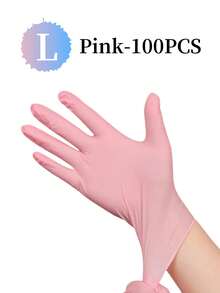 100/50/4 piezas Guantes desechables de nitrilo sin polvo, disponibles en tallas S, M, L, para limpieza del hogar, cocina, baño, manipulación de alimentos, tatuaje, belleza, tinte de cabello, mascotas, salón de belleza, suministros de limpieza, suministros de tatuaje, electrodomésticos pequeños de uso doméstico, guantes multiusos, artículos esenciales para salón, accesorios de cocina (negro, azul, blanco, rosa claro) (sin caja)
