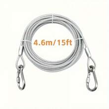 2mm Diameter Reflective & Anti-Rust Steel Wire Dog Leash, Suitable For Medium To Large Dogs, Available Lengths: 3.0m/4.6m/9.0m/15.0m